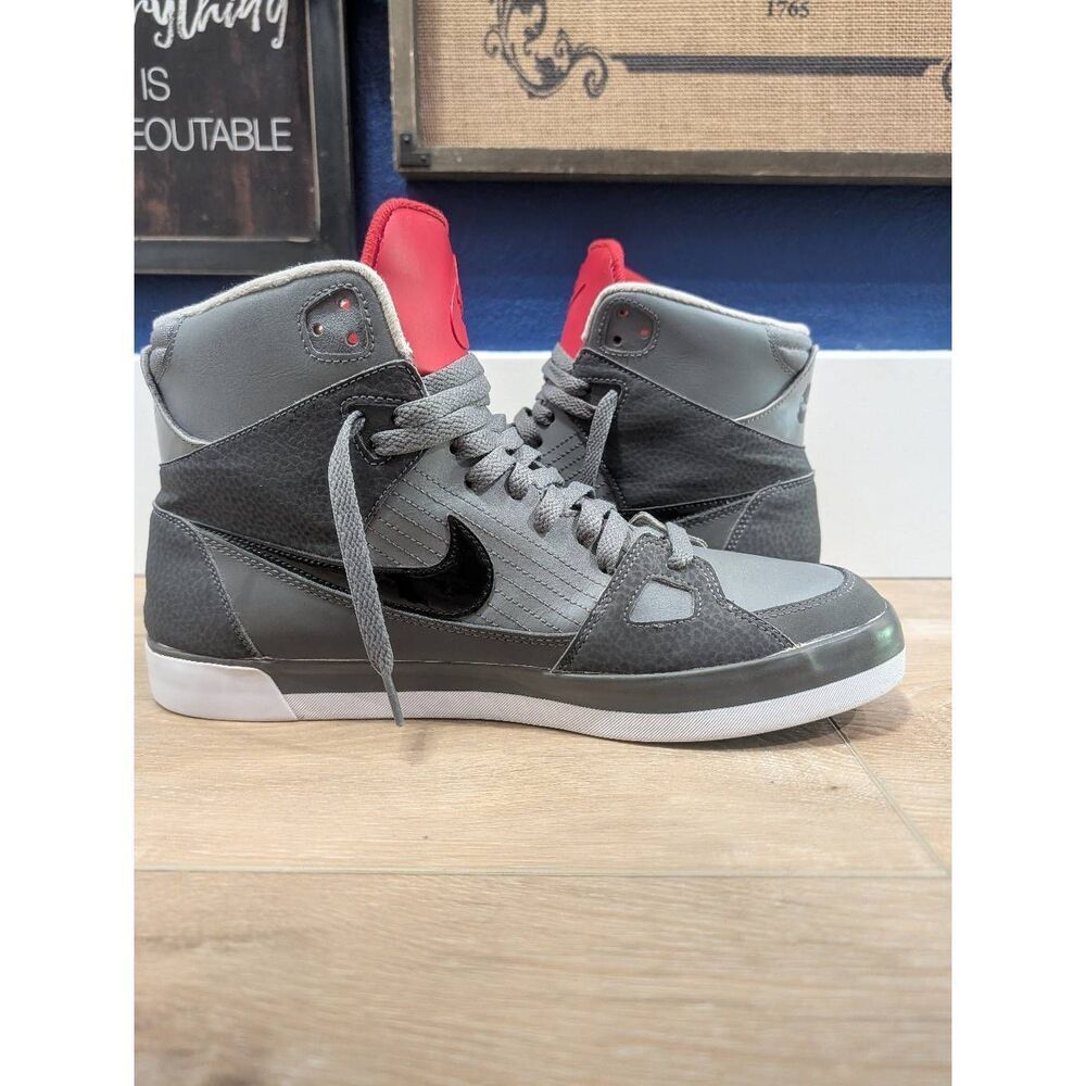 Nike Flight AC High Tops Grey Red Mens 12 Nubuck Leather 577128-003 2013 RARE - Picture 5 of 16